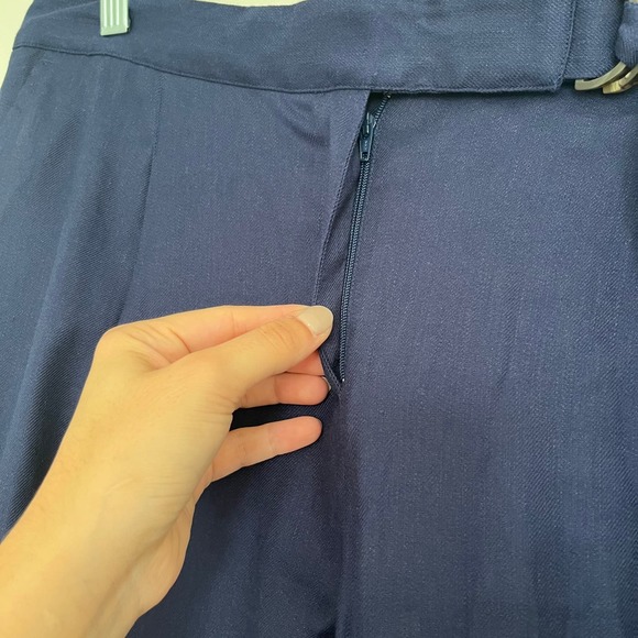 Tommy Bahama Willa Stretch-Linen Pants Navy Blue Trouser Straight Leg 12 Belted - Picture 7 of 12